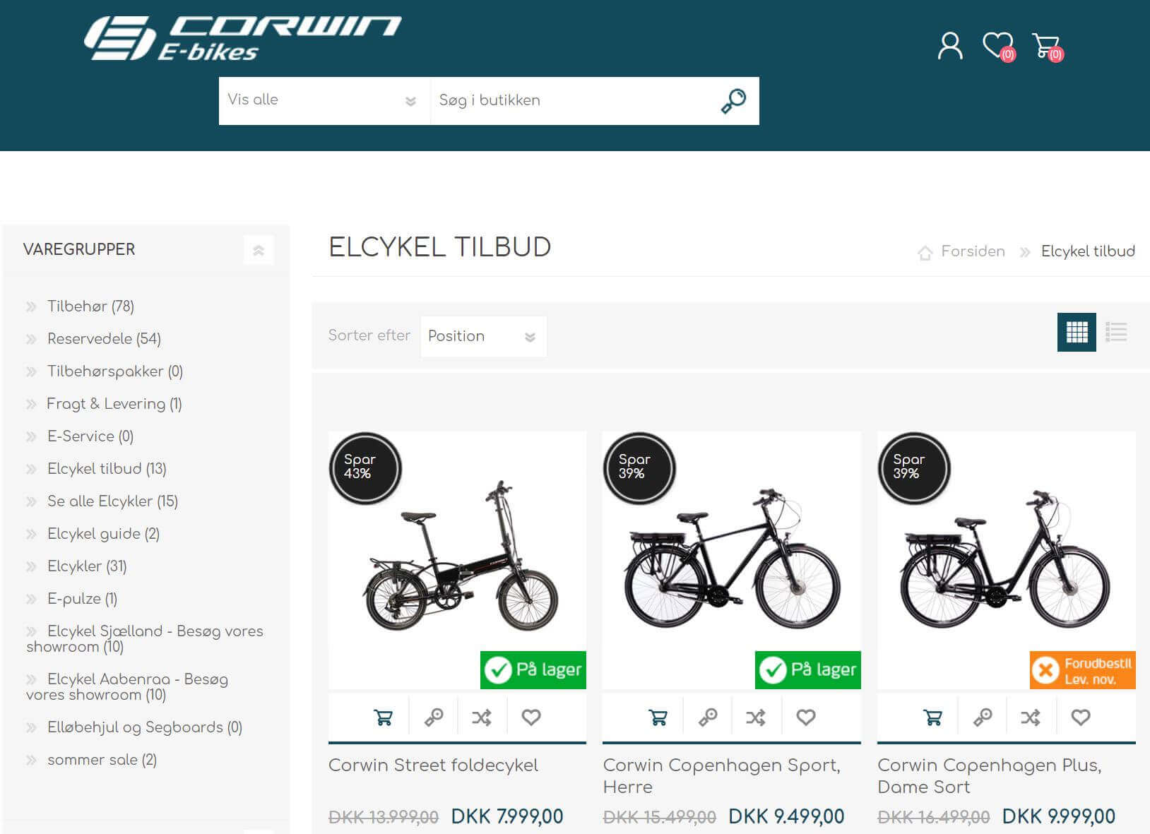 screenshot af e-bikes el-cykler